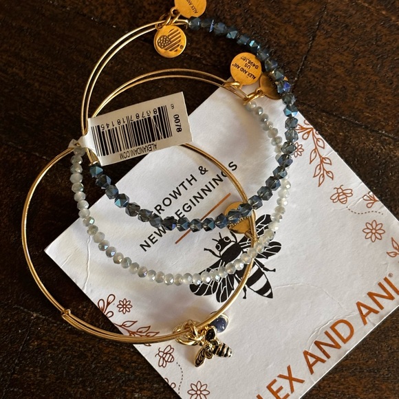 Alex and Ani Gold and Gray Bracelet Trio - Picture 1 of 4